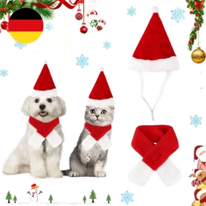 2 Stück Haustier Weihnachtskostüme Set, Katzenkostüm Weihnachten, Kleidung Weihn - Bild 1 von 7