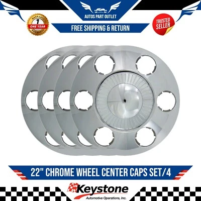 New 22" Chrome Wheel Center Caps SET/4 For 2008-2009  Ford F150 - Imagem 1 de 2