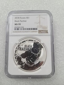2018 Tuvalu $1 Marvel Black Panther 1 Oz Silver - NGC MS70 - Picture 1 of 3