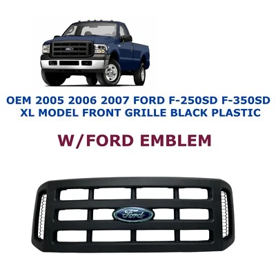 Новый 2005 2006 2007 Ford F-250SD F-350SD XL модель передняя решетка черный пластик - Изображение 1 из 4