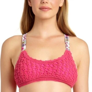 California Waves Crochet Bralette Top Raspberry XS S M L XL Medium Large NWT - Picture 1 of 2
