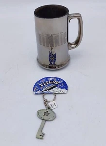 1998 RMS James Cameron TITANIC Movie MUG CUP Glass Beer Stein & Captain Key New - Picture 1 of 10