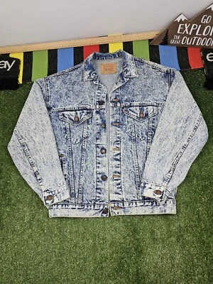 vintage levis type 3 USA acid wash denim trucker jacket 80s unisex XL fits M - Image 1 of 4