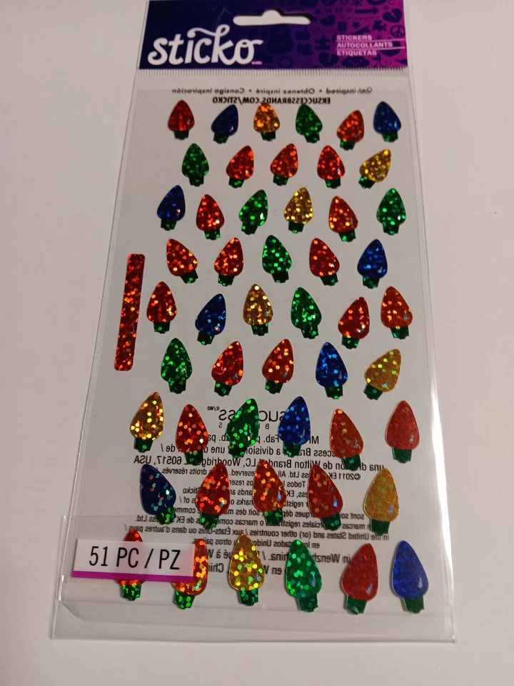 Наклейки стикеры рождественские огни лампы голографический зеленый красный желтый синий (D) - Изображение 1 из 1