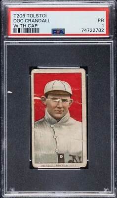 1909-1911 T206, Tolstoi Back - Doc Crandall with Cap - New York Giants - PSA 1 - Image 1 of 2