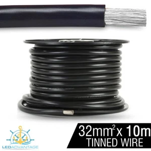 10m X 32mm² BLACK 188A MARINE ANCHOR WINCH HEAVY-DUTY BATTERY TINNED COPPER WIRE - Picture 1 of 1