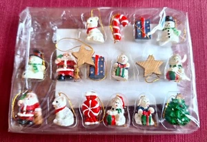 Set of 18 Miniature Holiday Ornaments Hand Painted Polystone - Bild 1 von 2