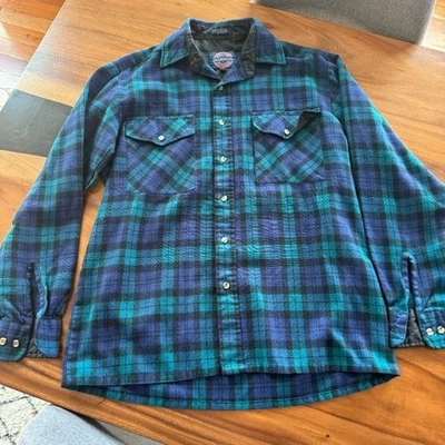 Claybrooke Outdoors Green & Blue Plaid Flannel Shirt- Men's M Lined Cozy - Image 1 of 4
