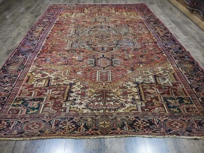 Alfombra turca vintage, alfombra geométrica de pueblo tribal anatolia hecha a mano 8,2 x 11,4 pies Foto 1 de 4