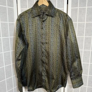 Daniel Ellissa Oberhemd Herren Large Satin Luxus Button Down Paisley Club Chic - Bild 1 von 10