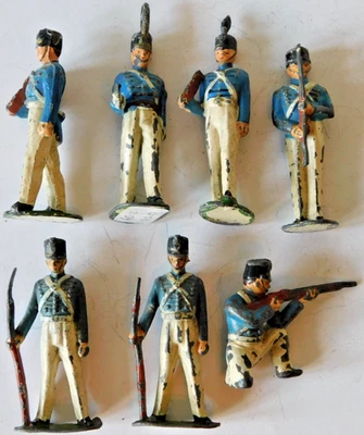 Old Timpo Toys Inglaterra Años 50 Plomo, American West Point Cadetes, 7 Piezas Foto 1 de 4