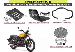 Paquete combinado de 4 parrillas de faros y protectores de motor aptos para Royal Enfield Meteor 350 - Imagen 1 de 9