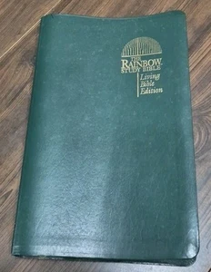 ✝️ The RAINBOW STUDY BIBLE - Living Bible Edition 1992 Green Faux Leather - Picture 1 of 19