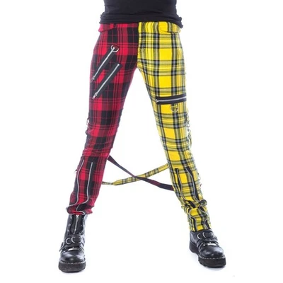 POIZEN CHEMICAL ORDELIA PANTALONE ROSSO GIALLO TARTAN - Immagine 1 di 3