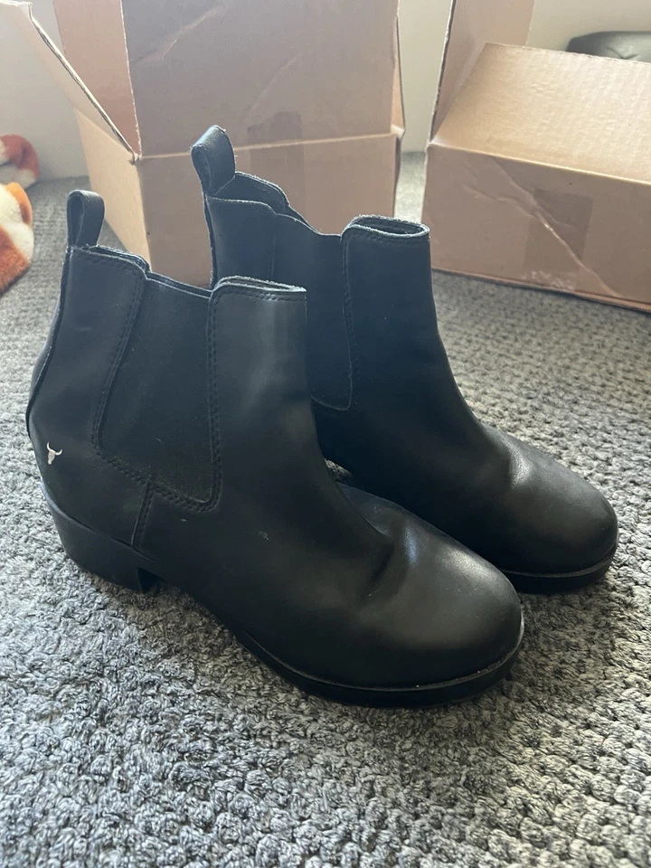 Windsor Smith Dopamina Cuero Negro Chelsea Mujer’s Botines Talla 9 W Foto 1 de 4