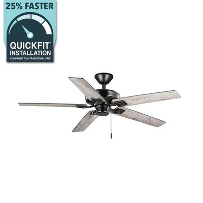 Hampton Bay Bayfield 52" Matte Black Indoor Ceiling Fan with 5 Reversible Blades - Image 1 of 4