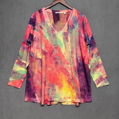 Top túnica Soft Surroundings talla XL Plein De Couleurs tejido acuarela NUEVO $89 Foto 1 de 4