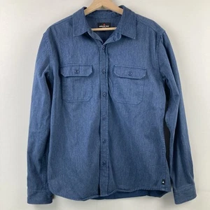 Camicia manica lunga American Giant con bottoni uomo blu medio cotone campeggio abbigliamento da lavoro - Foto 1 di 10
