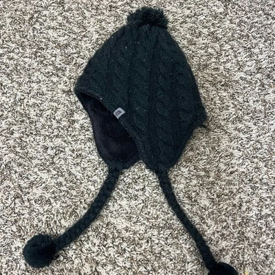 The North Face Black Knit Pom-Pom fleece lined beanie - Image 1 of 4