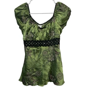 Y2K Cottagecore Satin Milkmaid Top Whimsigoth Größe Small - Bild 1 von 7