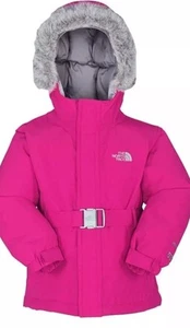 The North Face Greenland Pink Down Belted Hooded Parka Jacket 550 Y2K Ski Sz18 - Picture 1 of 8