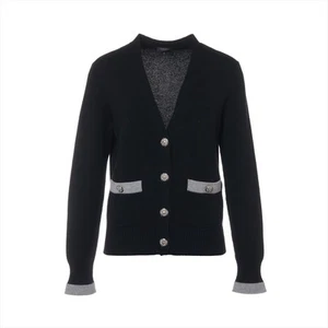 Chanel Coco Button Cashmere Cardigan 36 Ladies' Black x Gray P54833K07217 - Picture 1 of 8