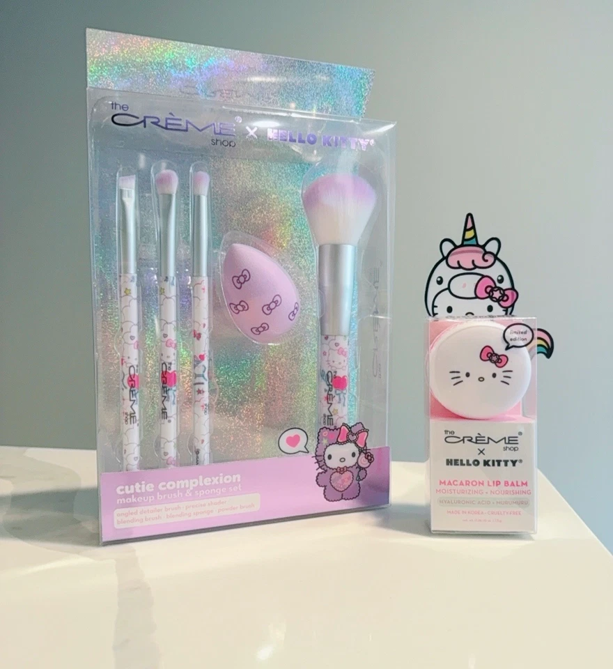 Pinceles de maquillaje y bálsamo labial macaron de Hello Kitty The Crème Shop Foto 1 de 1