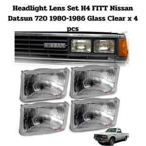 FIT  Nissan Datsun 720 Pickup H4 Glass Headlamp Lens 1980-86 Clear 4 pcs Set - Picture 1 of 9