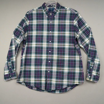 Camisa polo Ralph Lauren XL azul xadrez algodão Madras ajuste clássico masculina - Imagem 1 de 4