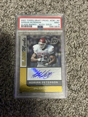2007 Topps Draft Picks Adrian Peterson Rookie Autograph Marks Gold /25 PSA 9 - Image 1 of 2