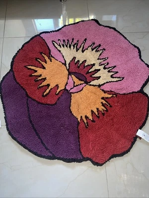 Alfombra de baño Missoni Miloni Parma algodón 31" diámetro floral nueva Foto 1 de 4
