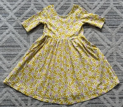 Hanna Andersson Skater Dress with Pockets Yellow & Pink floral print Size 110/5T - Image 1 of 4
