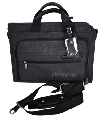 NEW Authentic TUMI Gray SLIM DELUXE PORTFOLIO Briefcase Business Shoulder Bag - Image 1 of 4