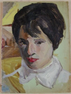 Pintura al óleo soviética ucraniana postimpresionismo realismo retrato femenino niña Foto 1 de 4