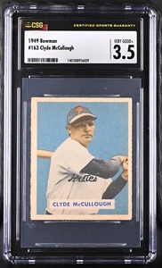 1949 Bowman #163 Clyde McCullough Pittsburgh Pirates - RC - Hi # - CSG 3.5 VG+ - Picture 1 of 2