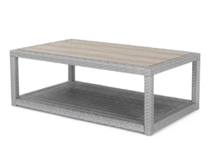 NEW Portofino Faux Wood Outdoor Coffee Table in Honey/Grey 46" x 26" READ - Picture 1 of 17