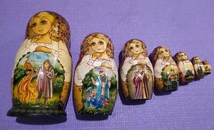 Russian Wooden Nesting Dolls Hand Painted- 7 Piece Dolls These Are Sheer Art - Picture 1 of 14