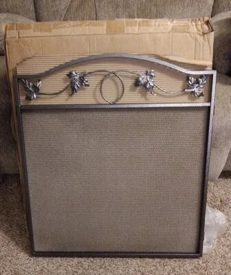 Amagabeli Cubierta de Pantalla de Chimenea Plegable Interior 3 Paneles Peltre Hierro Forjado Foto 1 de 3