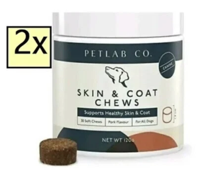 2x Petlab Co. Skin & Coat Chews For Dogs Comfortable Skin & Coat Supplements