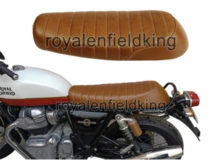 Per Reale Enfield Gt & Interceptor 650 D5 Pelle Doppio Sedile Marrone Marroncino - Foto 1 di 9