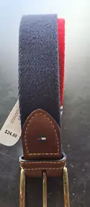 Tommy Hilfiger Red/Navy Canvas Belt Sz 28. #131 - Picture 1 of 8