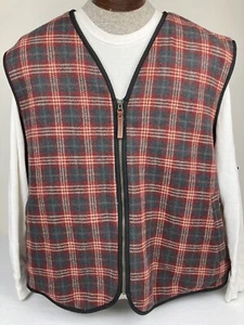 WOOLRICH WOOL SHERPA LINED VEST RED GRAY PLAID FULL ZIP MENS XXL WORN 1X VGC! - Picture 1 of 10