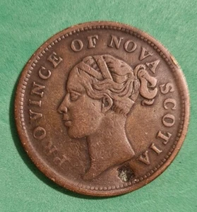 1840 Nova Scotia Victoria penny token copper coin #280c - Picture 1 of 2