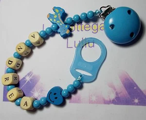 Catenella portaciuccio/succhiotto personalizzata con nome BAMBINO ciucci MAM NUK - Foto 1 di 1