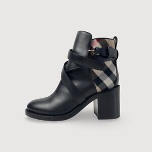 BURBERRY ANKLE BOOTS BLACK CHECK UK5 RRP £750