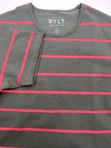 BYLT Shirt Mens Small Drop Cut S/S Lux T Shirt Green Red Stripe NWT Premium - Picture 1 of 9
