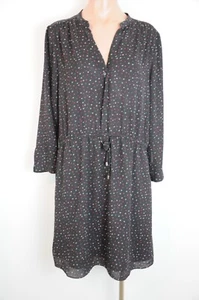 Tokito Dress Womens 14 Shift Black Polka dot Long Sleeve Pockets Stretch Waist - Picture 1 of 14