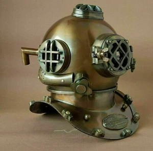 Brass Antique Style Scuba US Navy Mark V Deep Sea Marine Divers Diving Helmet - Bild 1 von 5