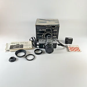 Minolta SR-T303 35mm Single Lens Reflex Camera - F1.7 Lens, Original Box, Manual - Picture 1 of 23