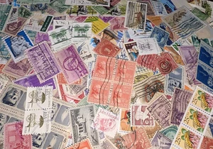 US Used Stamps x1000+/- (2oz) Bulk Lot Collection Blocks Pairs Singles See Below - Imagen 1 de 9